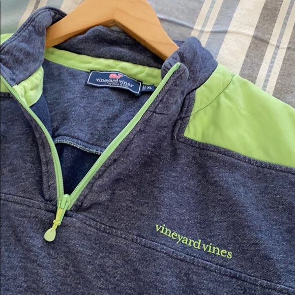 Vineyard Vines Navy/Green Quarter Zip - Picture 5 of 6